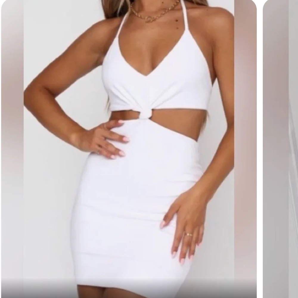 Whitefox Boutique White Mini Dress with Knot detail in front